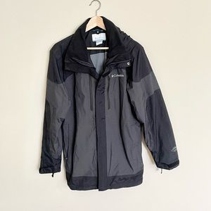 Columbia Interchange Omni Tech Waterproof Double Zip Black Gray Coat Mens Medium